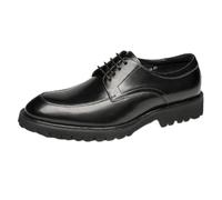 MlYJmer Zapatos Oxford de Cuero para Hombre con Cordones y Suela Gruesa, Zapatos de Negocios Casuales, cómodos para Bodas,Negro,43 EU