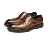 MlYJmer Zapatos Oxford de Cuero para Hombre con Cordones y Suela Gruesa, Zapatos de Negocios Casuales, cómodos para Bodas,Marrón,42 EU