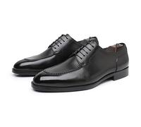 MlYJmer Zapatos Oxford de Cuero para Hombre, Zapatos Casuales de Negocios con Cordones, cómodos Zapatos de Vestir para Bodas,Negro,40 EU