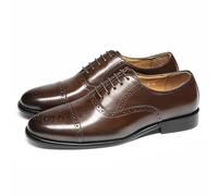 MlYJmer Zapatos Oxford de Cuero para Hombre, Zapatos Casuales de Negocios con Cordones, cómodos Zapatos de Vestir para Bodas,Marrón,41 EU