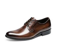 MlYJmer Zapatos Oxford de Vestir para Hombre, de Piel, con Cordones, para Boda, Formales, Italianos,Marrón,41 EU