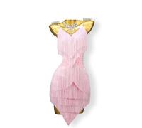 MLYYX Abito Latino per Competizioni Professionali Costumi Da Ballo Moderno con Strass per Salsa, Tango E Danza Gonna con Nappe per Rumba E Samba,B,XS