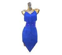 MLYYX Abito Latino per Competizioni Professionali Costumi Da Ballo Moderno con Strass per Salsa, Tango E Danza Gonna con Nappe per Rumba E Samba,H,XXS