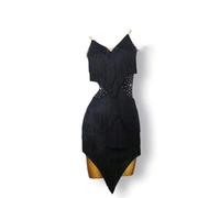 MLYYX Abito Latino per Competizioni Professionali Costumi Da Ballo Moderno con Strass per Salsa, Tango E Danza Gonna con Nappe per Rumba E Samba,F,3XL