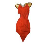 MLYYX Abito Latino per Competizioni Professionali Costumi Da Ballo Moderno con Strass per Salsa, Tango E Danza Gonna con Nappe per Rumba E Samba,D,XXL