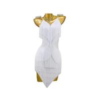 MLYYX Abito Latino per Competizioni Professionali Costumi Da Ballo Moderno con Strass per Salsa, Tango E Danza Gonna con Nappe per Rumba E Samba,C,XXL