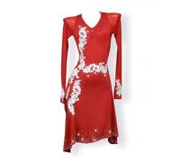 MLYYX Apliques Vestidos De Baile De Salón para Mujer Traje De Manga Larga Salsa Latin Performance Malla Tango Ropa De Baile De Salón para Rumba Faldón De Horquilla Foxtrot,A,3XL