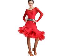 MLYYX Disfraz de actuación de Cha Cha Vestidos de Baile Latino clásicos para Mujer Traje De Baile De Salsa Tango Vestido de salón,Rojo,3XL