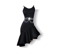 MLYYX Tirantes Vestido De Baile Latino para Mujer Ropa De Baile De Entrenamiento De Salón De Baile con Espalda Descubierta Profesional con Pedrería Falda Cha Cha Foxtrot para Rumba,A,3XL