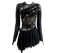MLYYX Vestido De Competición De Patinaje Artístico Hecho A Mano para Damas Danza sobre Hielo, Gimnasia Ropa De Artes Escénicas Ropa Deportiva De Invierno Spandex,Negro,S