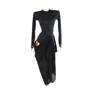 MLYYX Vestido De Rendimiento De Baile Latino Clásico para Mujeres Salsa Simple Práctica Moderna Falda Malla Mangas Largas Cha Cha Tango Vestidos Transpirables,Negro,3XL