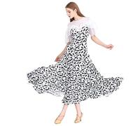 MLYYX Vestidos de Baile de salón de Baile de Valles Impresos Vestidos de Entrenamiento de Flamenco Simples traficantes de Baile de Rendimiento de Salsa,Negro,S