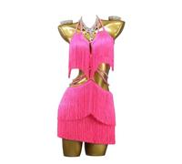 MLYYX Vestidos De Baile Latino Flapper con Flecos para Mujeres Y Niñas Vestido De Fiesta con Espalda Descubierta para Rumba Disfraces De Salón De Salsa Huecos Traje De Baile De Tango,A,3XL