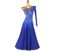 MLYYX Vestidos De Competición De Salón De Una Sola Manga Traje Moderno De Tango Y Vals Hueco Vestido De Baile Estándar con Pedrería Vestido De Baile Flamenco,Azul,M