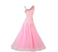 MLYYX Vestidos De Salón Sin Mangas para Mujer Ropa para Vals Y Danza Moderna para Presentaciones Falda De Tango con Pedrería Faldas De Corte A,Rosado,3XL