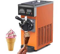 MLYYYDSS Máquina Comercial para Hacer Helados Suaves de 4-5 kg/h con tolva de 2,5 l y Cilindro de 1 l, preenfriado y Limpieza automática, Pantalla LCD táctil para restaurantes y Bares Orange