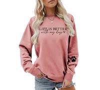 MLZHAN Life Is Better with My Dogs - Sudadera de manga larga con estampado de huellas de perro, para amantes de los perros y ansiedad social, Oro rosa, XL