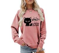 MLZHAN Sudadera de manga larga para mujer, diseño de gato con texto en inglés "I'm Not Crazy I'm Limited Edition", Rose gold, XL