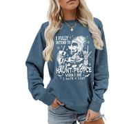 MLZHAN Sudadera divertida con texto en inglés "I Fully Intend to Haunt People When I Die para Halloween, diseño de taza de café, azul 2, XXL