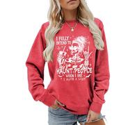MLZHAN Sudadera divertida con texto en inglés "I Fully Intend to Haunt People When I Die para Halloween, diseño de taza de café, Rojo 2, M