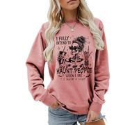 MLZHAN Sudadera divertida con texto en inglés "I Fully Intend to Haunt People When I Die para Halloween, diseño de taza de café, Rose gold, XXL