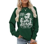 MLZHAN Sudadera divertida con texto en inglés "I Fully Intend to Haunt People When I Die para Halloween, diseño de taza de café, Verde(Vintage Green), S