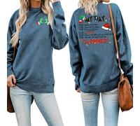 MLZHAN Sudadera para mujer Grinchmas My Day con texto en inglés "Merry Christmas", divertida, para vacaciones, cuello redondo, manga larga, para regalo, Azul, L