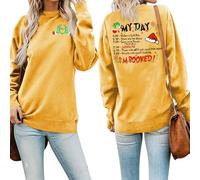 MLZHAN Sudadera para mujer Grinchmas My Day con texto en inglés "Merry Christmas", divertida, para vacaciones, cuello redondo, manga larga, para regalo, Amarillo, L