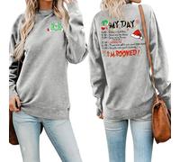 MLZHAN Sudadera para mujer Grinchmas My Day con texto en inglés "Merry Christmas", divertida, para vacaciones, cuello redondo, manga larga, para regalo, Gris, XL