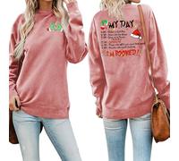 MLZHAN Sudadera para mujer Grinchmas My Day con texto en inglés "Merry Christmas", divertida, para vacaciones, cuello redondo, manga larga, para regalo, Rose gold, M