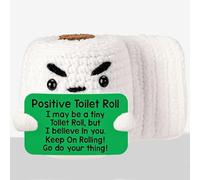 MLZTINGR Divertida muñeca de papel higiénico de ganchillo hecha a mano - Decoración positiva e inspiradora para el baño - Mini decoración de escritorio hecha a mano
