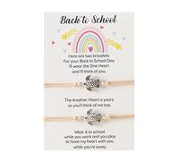 Mm hombre piedras joyería escuela regalo pulsera más tarjeta regreso a la escuela regalos conjunto de pulsera para 2 día escolar pulsera mamá y yo pulseras para mensajes mensajes (Khaki, One Size)