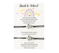 Mm hombre piedras joyería escuela regalo pulsera más tarjeta regreso a la escuela regalos conjunto de pulsera para 2 día escolar pulsera mamá y yo pulseras para mensajes mensaje (negro, un tamaño)