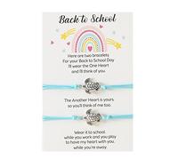 Mm hombre piedras joyería escuela regalo pulsera más tarjeta regreso a la escuela regalos conjunto para 2 día escolar pulsera mamá y yo pulseras para mensajes mensaje (cielo azul, un tamaño)