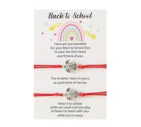 Mm Hombre Piedras Joyería Escuela Regalo Pulsera Más Tarjeta Volver a la Escuela Regalos Pulsera Conjunto Para 2 Día Escolar Pulsera Mamá Y Yo Pulseras Para Mensajes Mensaje (Red, One Size)