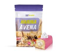 MM Supplements - Harina de Avena - 1 kg - Fuente de Proteína - Favorece Flora Intestinal - Saciante Apetito - Pastel Fresa y Nata
