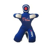 MMA Dummy Judo Punching UNFILLED Bag - Sitting Position Hands On Front Grappling Dummy (Blue Canvas, 59")
