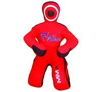 MMA Dummy Judo Punching UNFILLED Bag - Sitting Position Hands On Front Grappling Dummy (Canvas-Blue Large 70") (Red Canvas, 70")