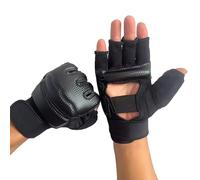 MMA Gloves - Lightweight Training Mitts for Grappling Sparring | PU Leather with Breathable Mesh, Half Finger Design, Secure Wrist Wrap for Kickboxing Karate Muays Thai Martial Arts Men Women