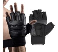MMA Gloves, MMA Training Mitts, Black Lightweight Half Finger Grappling Gloves, Portable Design for Kickboxing, Sparring, Martial Arts, Muay Thai, Ideal Training
