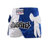 MMA Muay Thai - Pantalones cortos de boxeo unisex con cintura elástica (talla XXL, color blanco azul)