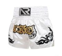 MMA Muay Thai - Pantalones cortos de boxeo unisex, transpirables, para entrenamiento, kickboxing, grappling, BJJ, jaula, pantalones cortos de lucha, M-XXL (blanco S)