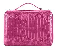 MMABEUTF Estuche para bolígrafos con cremallera de gran capacidad para instrumentos de escritura, bolsa organizadora de 5 capas, estuche para lápices de cuero PU con correa de (Rosa roja)