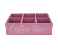 MMABEUTF Organizador de la estación de café de Madera Organizador Pink Coffee Bar Organizer Copas de café Caja de Almacenamiento Bolsa de té Dispensador 6 Compartimentos