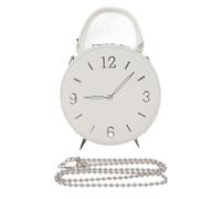 MMABEUTF para Bolso de Hombro pequeño, Cuero de PU de Primera Calidad, Impermeable, diseño de Reloj Redondo, Compacto para lo Esencial, Cierre de Cremallera bidireccional, (Blanco)