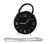 MMABEUTF para Bolso de Hombro pequeño, Cuero de PU de Primera Calidad, Impermeable, diseño de Reloj Redondo, Compacto para lo Esencial, Cierre de Cremallera bidireccional, (Negro)