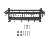 MMABEUTF para toallero de baño, diseño Todo en uno, instalación Perforadora, Aluminio Espacial Inoxidable, Organizador Compacto con Ganchos para Toallas y artículos de tocador (Gris Pistola)