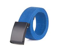 MMAXZ Cinturón para hombre, cinturón de lona con hebilla de Metal informal para hombre, cinturón táctico de 100-150cm, Azul