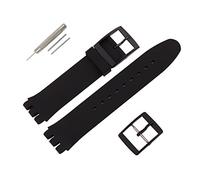 MMBAY Correa de reloj de goma hipoalergénica de repuesto de silicona impermeable para reloj Swatch Skin Seris para hombres y mujeres (19 mm, color negro)