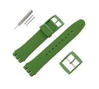 MMBAY Correa de reloj de goma hipoalergénica de repuesto de silicona impermeable para reloj Swatch Skin Seris para hombres y mujeres (17 mm, verde)